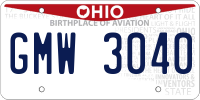 OH license plate GMW3040