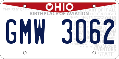 OH license plate GMW3062