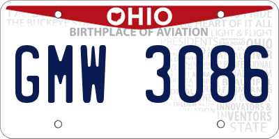OH license plate GMW3086