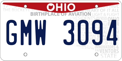 OH license plate GMW3094
