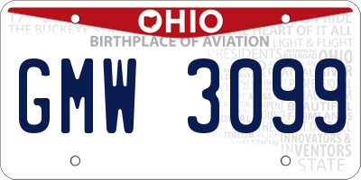 OH license plate GMW3099