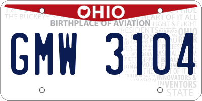 OH license plate GMW3104