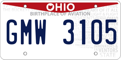 OH license plate GMW3105