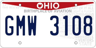 OH license plate GMW3108