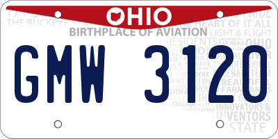 OH license plate GMW3120