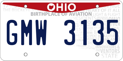 OH license plate GMW3135