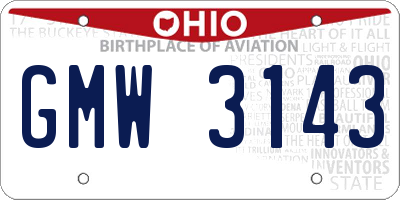 OH license plate GMW3143