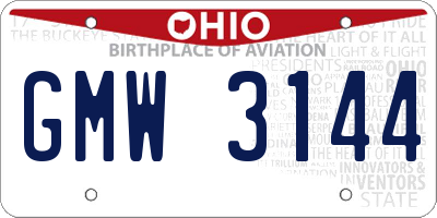 OH license plate GMW3144