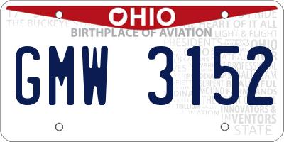 OH license plate GMW3152