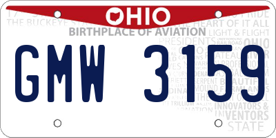 OH license plate GMW3159