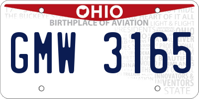 OH license plate GMW3165