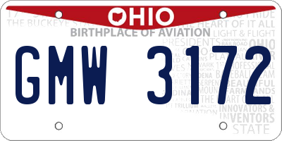 OH license plate GMW3172