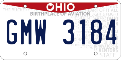 OH license plate GMW3184