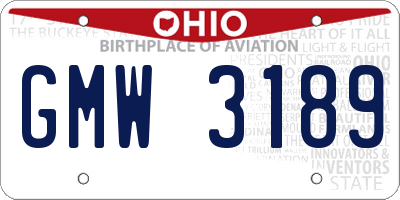 OH license plate GMW3189