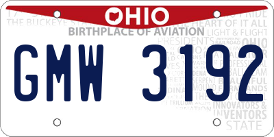 OH license plate GMW3192