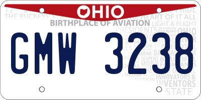 OH license plate GMW3238