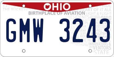 OH license plate GMW3243