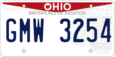 OH license plate GMW3254