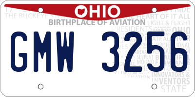 OH license plate GMW3256