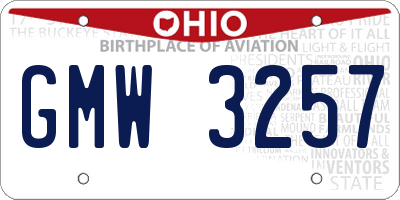 OH license plate GMW3257