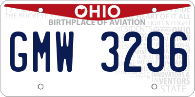 OH license plate GMW3296