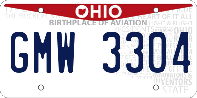 OH license plate GMW3304