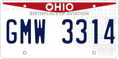 OH license plate GMW3314