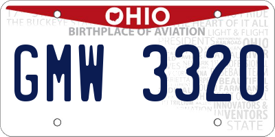 OH license plate GMW3320