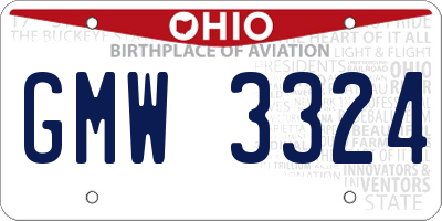 OH license plate GMW3324