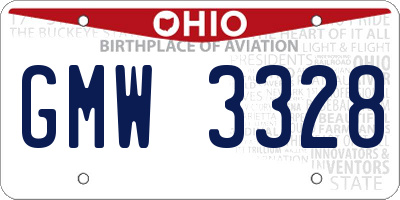 OH license plate GMW3328