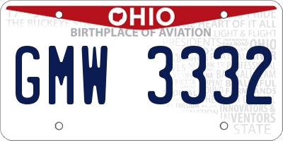 OH license plate GMW3332