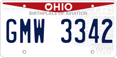OH license plate GMW3342