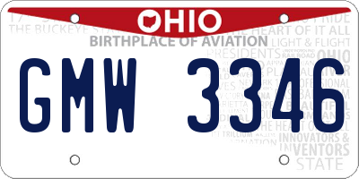 OH license plate GMW3346