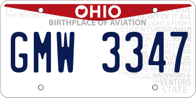 OH license plate GMW3347