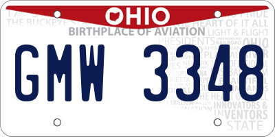 OH license plate GMW3348