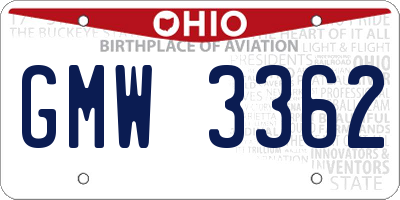 OH license plate GMW3362