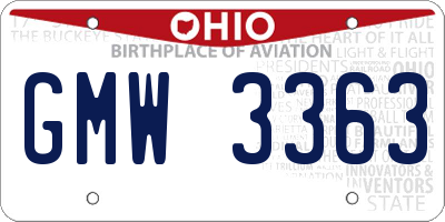 OH license plate GMW3363