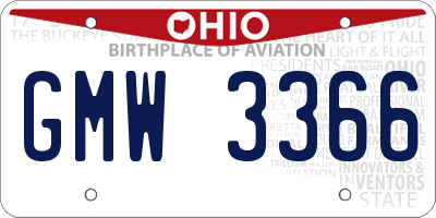 OH license plate GMW3366