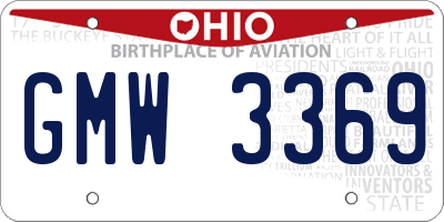 OH license plate GMW3369