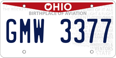 OH license plate GMW3377