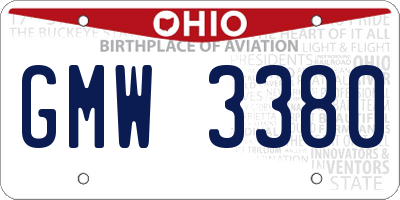 OH license plate GMW3380