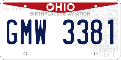 OH license plate GMW3381
