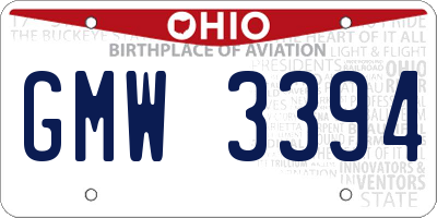 OH license plate GMW3394