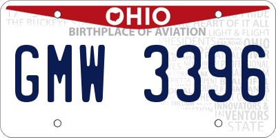 OH license plate GMW3396