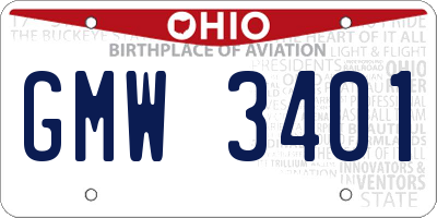 OH license plate GMW3401