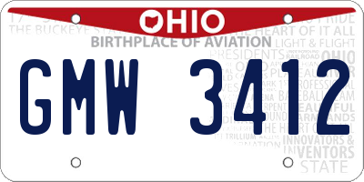OH license plate GMW3412