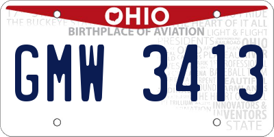 OH license plate GMW3413