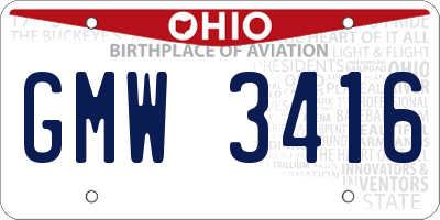 OH license plate GMW3416