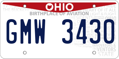 OH license plate GMW3430