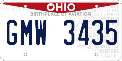 OH license plate GMW3435